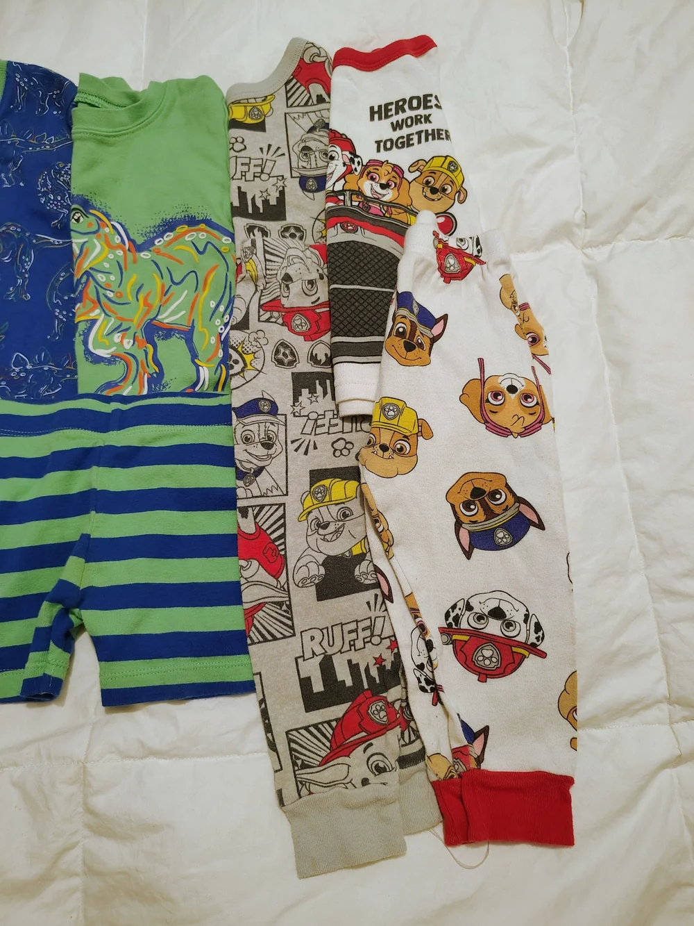 Toddler Pajama Set Pack - Green/Blue Stripes + Character Prints